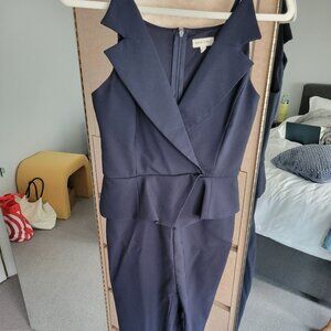 Navy peplum jumpsuit